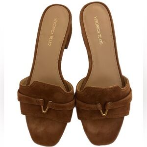 Veronica Beard Annette Suede Medallion Mule Sandals